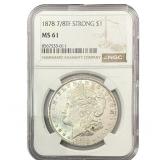 1878 7/8TF Morgan Silver Dollar NGC MS61 Strong