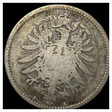 1874-A Germany Silver 1 Reichsmark NEARLY UNCIRCUL