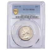 1937-D Washington Silver Quarter PCGS MS66