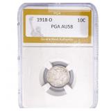 1918-D Mercury Silver Dime PGA AU58