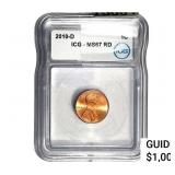 2010-D Lincoln Shield 1C ICG MS67 RD