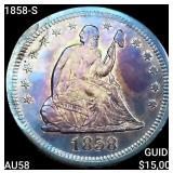 1858-S Seated Liberty Quarter CHOICE AU