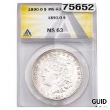 1890-O Morgan Silver Dollar ANACS MS63