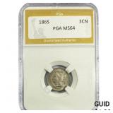1865 Nickel Three Cent PGA MS64