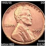 1955/55 DDO Wheat Cent CHOICE BU RD