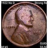 1922 No D Strong Rev Wheat Cent NEARLY UNC