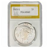 1925-S Silver Peace Dollar PGA MS60