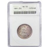 1891 Seated Liberty Quarter ANACS AU58