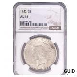 1922 Silver Peace Dollar NGC AU55
