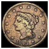 1843 Braided Hair Large Cent LIGHTLY CIRCULATED