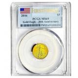 2016 1/10oz $5 Gold Eagle PCGS MS69 30th Anniv.