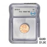 2010-D Lincoln Shield 1C ICG MS67 RD