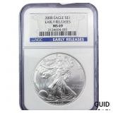 2008 Silver Eagle NGC MS69