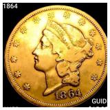 1864 $20 Gold Double Eagle CLOSELY UNCIRCULATED