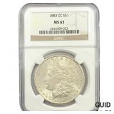 1883-CC Morgan Silver Dollar NGC MS63