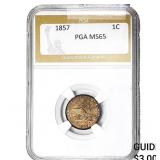 1857 Flying Eagle Cent PGA MS65