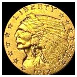 1912 Indian Head Gold $2.5 Quarter Eagle CHOICE AU