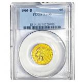 1909-D $5 Gold Half Eagle PCGS AU58