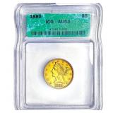 1880 $5 Gold Half Eagle ICG AU53