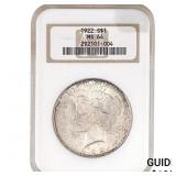 1922 Silver Peace Dollar NGC MS64