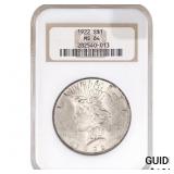 1922 Silver Peace Dollar NGC MS64
