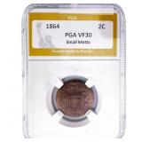 1864 Two Cent Piece PGA VF30 Small Motto
