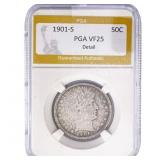 1901-S Barber Half Dollar PGA VF25 Detail