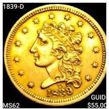 1839-D $2.50 Gold Quarter Eagle UNCIRCULATED