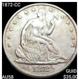 1872-CC Seated Liberty Half Dollar CHOICE AU