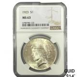 1923 Silver Peace Dollar NGC MS63