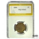 1866 Two Cent Piece PGA MS65