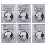 [6 Coins] 2018-W Silver Eagle PCGS PR70 DCAM