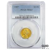 1907 $2.50 Gold Quarter Eagle PCGS MS63