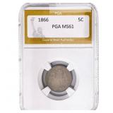 1866 Shield Nickel PGA MS61