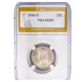 1936-D Washington Silver Quarter PGA MS64