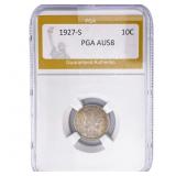 1927-S Mercury Silver Dime PGA AU58