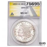 1890-S Morgan Silver Dollar ANACS MS60