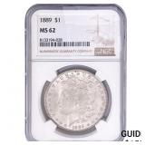 1889 Morgan Silver Dollar NGC MS62