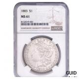 1883 Morgan Silver Dollar NGC MS61