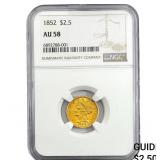 1852 $2.50 Gold Quarter Eagle NGC AU58