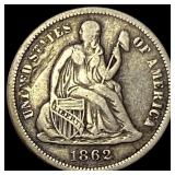 1862-S Silver Seated Liberty Dime LIGHTLY CIRCULA