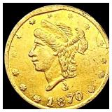 1870 Round California Gold Quarter CLOSELY UNCIRCU