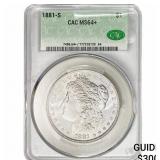 1881-S Morgan Silver Dollar CAC MS64+