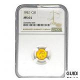1852 Rare Gold Dollar NGC MS64