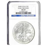 2008 Silver Eagle NGC MS69