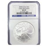 2008 Silver Eagle NGC MS69