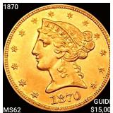 1870 $5 Gold Half Eagle UNCIRCULATED