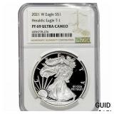 2021-W Silver Eagle NGC PF69 UC Heraldic Eagle T-1