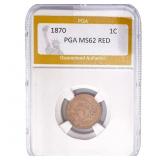 1870 Indian Head Cent PGA MS62 Red