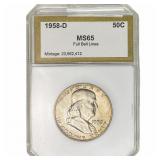 1958-D Franklin Half Dollar PCI MS65 Full Bell Lin